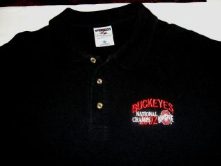 Ohio State Buckeyes 2002 National Champs Black Jerzees 2xl Cotton Polo Shirt