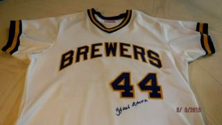 Hank Aaron Signed (mitchell & Ness) Brewers Baseball Jersey - Jsa Authenticated