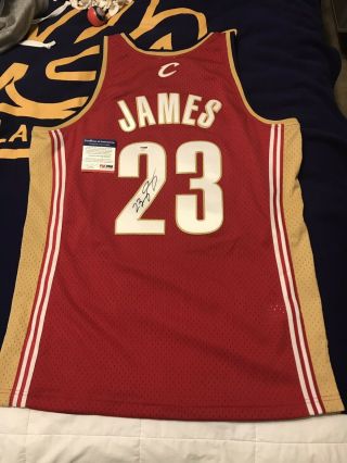 Lebron James 23 Signed Cavaliers Mitchell & Ness Rc Jersey Autographed Psa/dna
