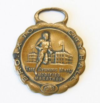 1913 Bronx To City Hall York Modified Marathon Medal Medallion Watch Fob