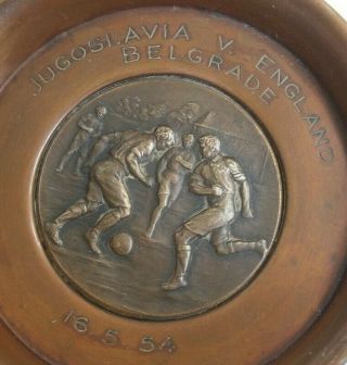 Rare 1954 Yugoslavia V England Uk Fotball Medal In Plate Plaque Fußball Medaille