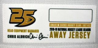 2018 - 19 Holzer 5 Anaheim Ducks Game Worn Jersey w/ 25th Anniv Set Tag 2 LOA 9