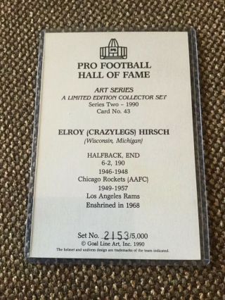 Elroy Hirsch Crazylegs 1990 Goal Line Art Card Autographed NFL HOF Series 2 2