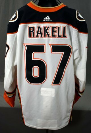 2018 - 19 Rakell 67 Anaheim Ducks Game Worn Jersey W/ 25th Anniv Set Tag 2 Loa