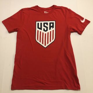 Nike Men’s United States Soccer Crest Jersey Shirt Medium Red Us Usa Usmnt