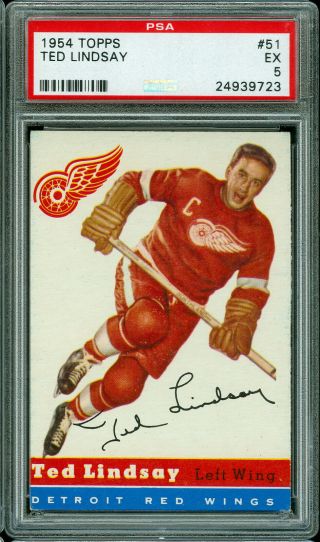1954 Topps Hockey 51 Ted Lindsay Psa 5,  Hof