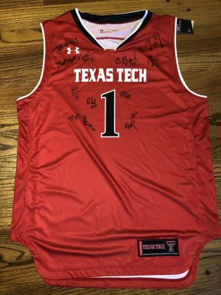 2018 - 2019 Texas Tech Red Raiders Team Signed Jersey Basketball Ttu Beard Culver