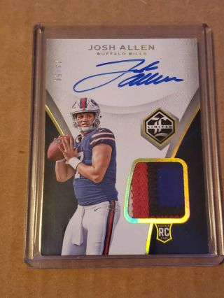 2018 Panini Limited Josh Allen 4 Color Jersey Patch On Card Auto 24/50 Bills Rc