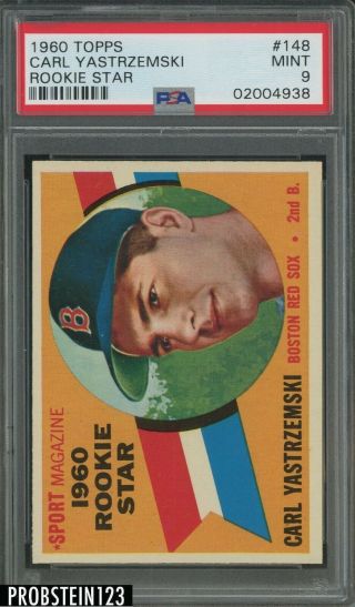 1960 Topps 148 Carl Yastrzemski Red Sox Rc Rookie Hof Psa 9 " Looks Nicer "