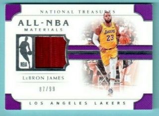 2018 - 19 Panini National Treasures Lebron James All Nba Memorabilia /99 Lakers