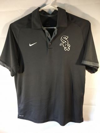 Nike Chicago White Sox Dri - Fit Black Polo Short Sleeve Shirt Men 