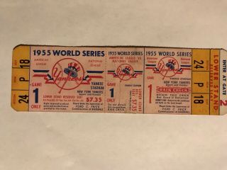1955 World Series Game 1 Full Ticket Brooklyn Dodgers Yankees Yankee Stadium