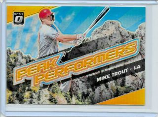 2019 Panini Doruss Optic Baseball Mike Trout Peak Performers Gold Refractor 7/10