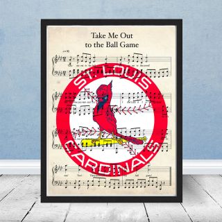 Vintage Take Me Out To Ball Game St Louis Cardinals Logo Music Print Busch Art