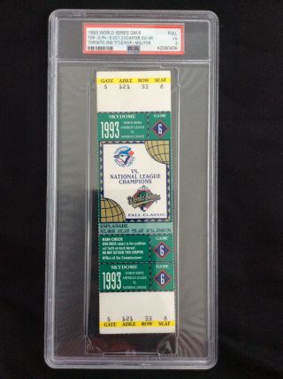 1993 World Series Game 6 Full Ticket Psa 3 Joe Carter Home Run