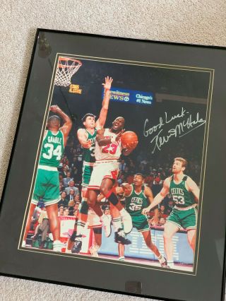 Kevin Mchale Boston Celtics Autographed 16x20 Poster Photo W/michael Jordan