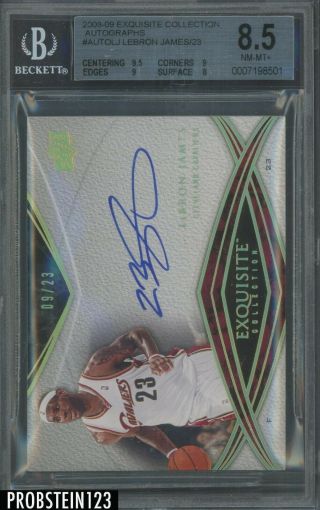 2008 - 09 Ud Exquisite Lebron James Cavaliers On Card Auto 9/23 Bgs 8.  5 W/ 9.  5