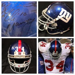 2007 York Giants Team Autographed Game Helmet Photo Match W/eli Manning