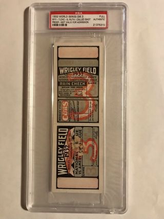 1932 World Series Game 3 Full Proof Ticket Yankees Cubs Babe Ruth 