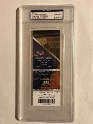 Mariano Rivera Signed Inscribed 500th Career Save Full Ticket Mets Yankees