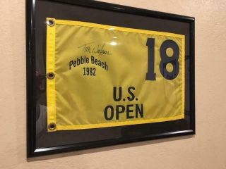 Pebble Beach Signed Us Open Flag Tom Watson 1982 Historic Chip In Win