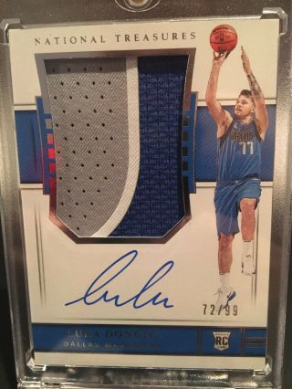 2018 Panini National Treasures Luka Doncic Rookie Patch Autograph 72/99