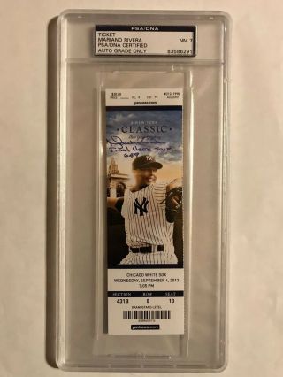 Mariano Rivera Signed Final Home Save 649 Full Ticket With Rivera Image