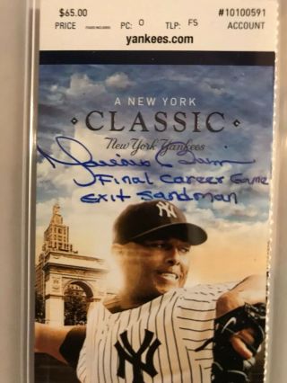 Mariano Rivera Signed Inscribed Final Game Full Ticket Sept.  26,  2013 Rivera Pic 2