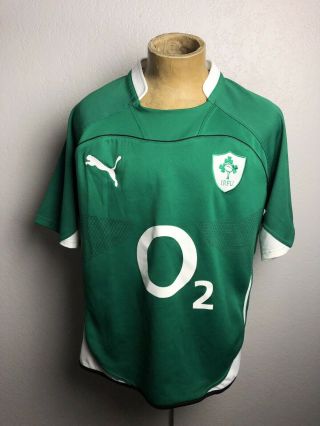 Mens Puma Ireland Rugby Football Union Jersey Green Short Sleeve Size Xl