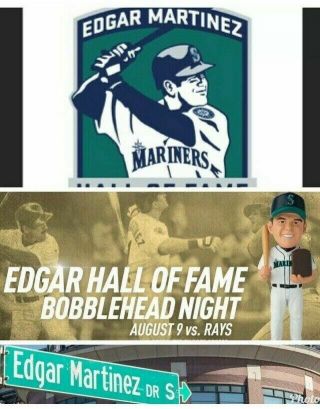 Edgar Martinez Mariners Hof Sga Package 8/9 - 11/19 Bobblehead Sign Plaque