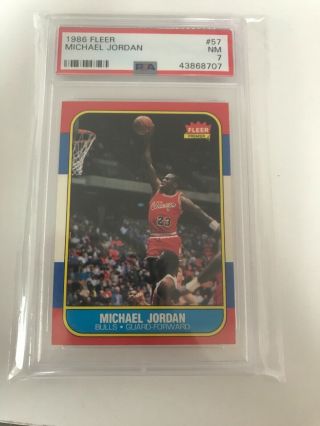 Michael Jordan 1986 Fleer Rc Rookie Card Psa 7 Centering