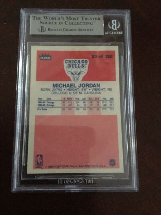 1986 - 1987 Fleer Michael Jordan Chicago Bulls 57 Basketball Card BGS 8.  5 NM - MT 2