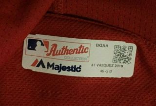 Boston Red Sox Game worn/used team issued ST Red Alt jersey 7 VAZQUEZ 3