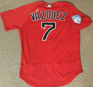 Boston Red Sox Game worn/used team issued ST Red Alt jersey 7 VAZQUEZ 6