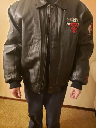 Rare Chicago Bulls Leather Jacket Pro Layer NBA Basketball Air Jordan Era Large 3