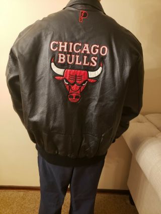 Rare Chicago Bulls Leather Jacket Pro Layer NBA Basketball Air Jordan Era Large 4