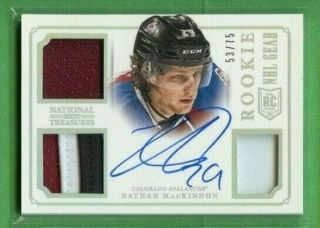 Nathan Mackinnon 2013 - 14 National Treasures Rookie Nhl Gear Dual Patch Auto /75