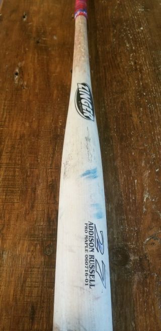 2016 Addison Russell Chicago Cubs Game Bat Rizzo handle tape cracked 11