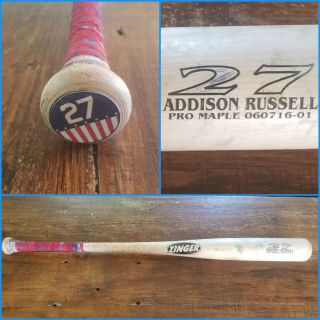 2016 Addison Russell Chicago Cubs Game Bat Rizzo Handle Tape Cracked