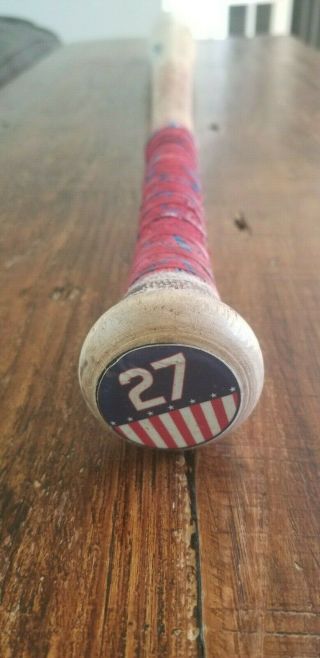 2016 Addison Russell Chicago Cubs Game Bat Rizzo handle tape cracked 5