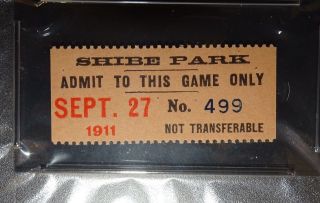 1911 Phil.  Athletics baseball ticket - SHOELESS JOE JACKSON 3 HITS PSA - GEM 10 2