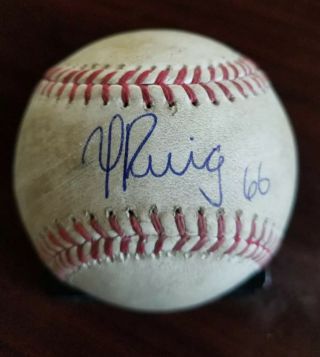 Yasiel Puig Autograph Signed 2017 Game Postseason Baseball Dodgers Mlb Psa