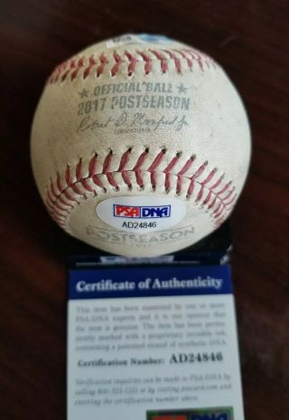 Yasiel Puig Autograph Signed 2017 Game Postseason Baseball Dodgers MLB PSA 2