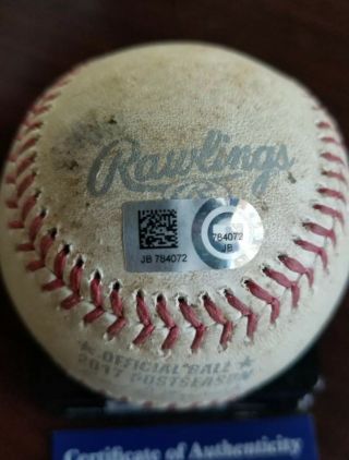 Yasiel Puig Autograph Signed 2017 Game Postseason Baseball Dodgers MLB PSA 3