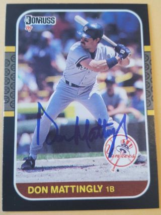 Don Mattingly 1987 Donruss York Yankees Autograph Baseball Card Auto Mlb