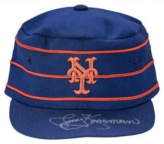 Mets Jerry Koosman Game Worn 1976 Pillbox Cap Hat Signed 2