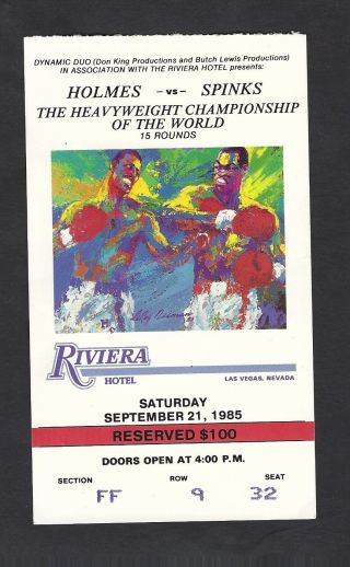 Larry Holmes Vs.  Michael Spinks Boxing Ticket September 21,  1985 Riviera Hotel