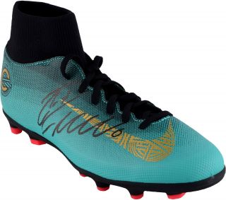 Cristiano Ronaldo Real Madrid C.  F.  Signed Teal And Pink Cr7 Mercurial Nike Cleat
