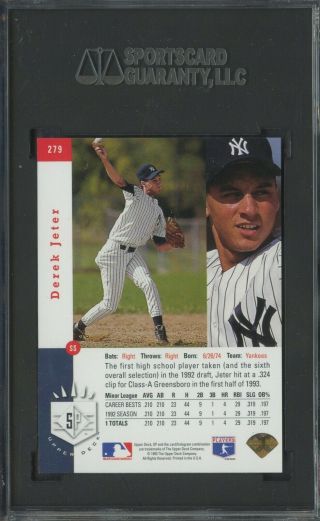 1993 SP Foil 279 Derek Jeter York Yankees RC Rookie SGC 9.  5 