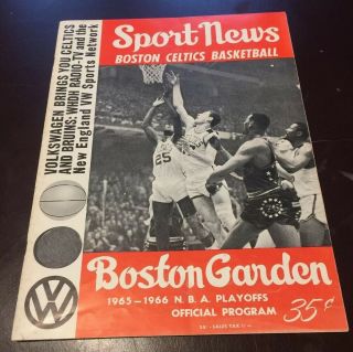 1966 Nba Playoff Game Program Philadelphia 76ers @ Boston Celtics Boston Garden